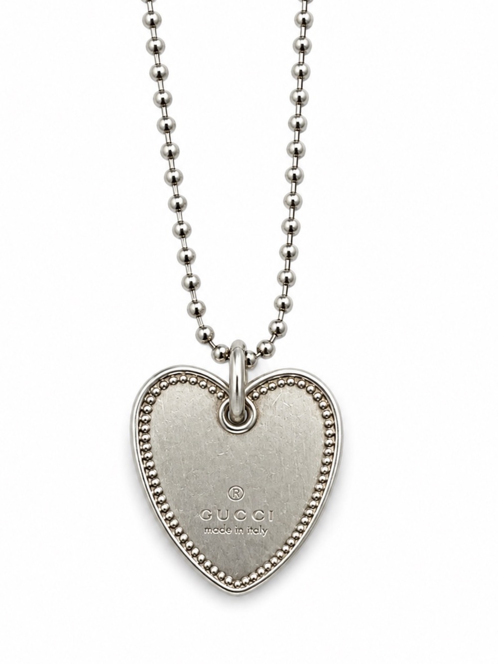 Gucci Silver Heart Charm Necklace with Dust Bag and Box Unbranded chain . - Picture 2 of 3